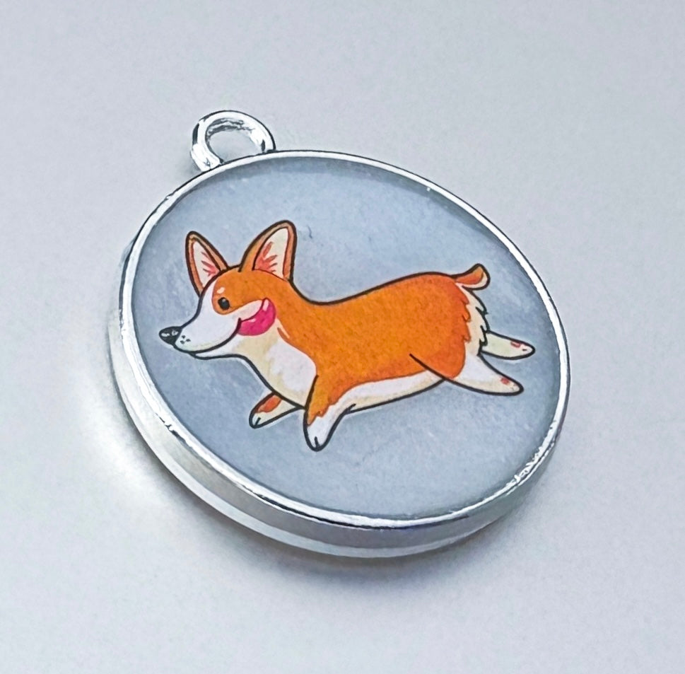 Joya identificativa hecha a mano "Corgifeliz" (Edición limitada)